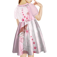 Pink Plumeria Sea Shell Kid Short Sleeve Dress Starfish Polynesian Pattern - Polynesian Pride