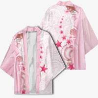 Pink Plumeria Sea Shell Kimono Starfish Polynesian Pattern - Polynesian Pride
