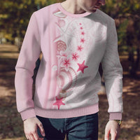 Pink Plumeria Sea Shell Ugly Christmas Sweater Starfish Polynesian Pattern - Polynesian Pride