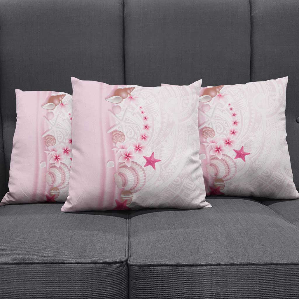 Pink Plumeria Sea Shell Pillow Cover Starfish Polynesian Pattern - Polynesian Pride