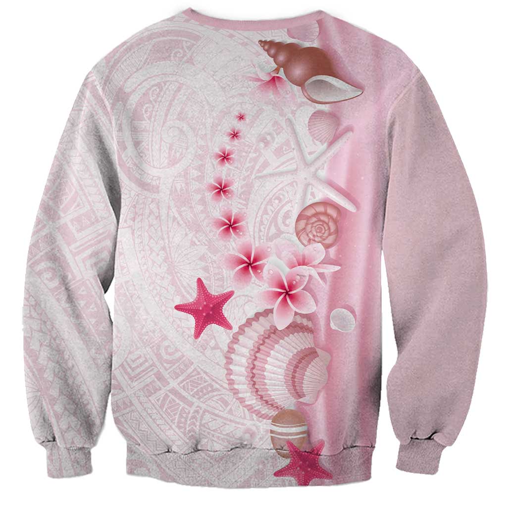 Pink Plumeria Sea Shell Sweatshirt Starfish Polynesian Pattern LT01 - Polynesian Pride