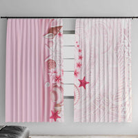 Pink Plumeria Sea Shell Window Curtain Starfish Polynesian Pattern - Polynesian Pride