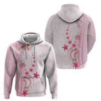 Pink Plumeria Sea Shell Zip Hoodie Starfish Polynesian Pattern - Polynesian Pride