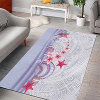 Purple Plumeria Sea Shell Area Rug Starfish Polynesian Pattern - Polynesian Pride
