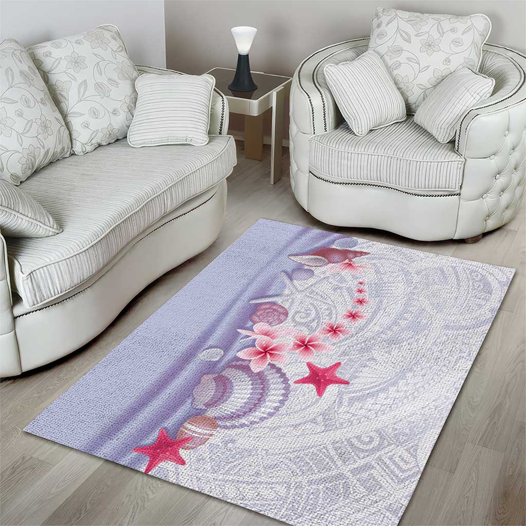 Purple Plumeria Sea Shell Area Rug Starfish Polynesian Pattern - Polynesian Pride