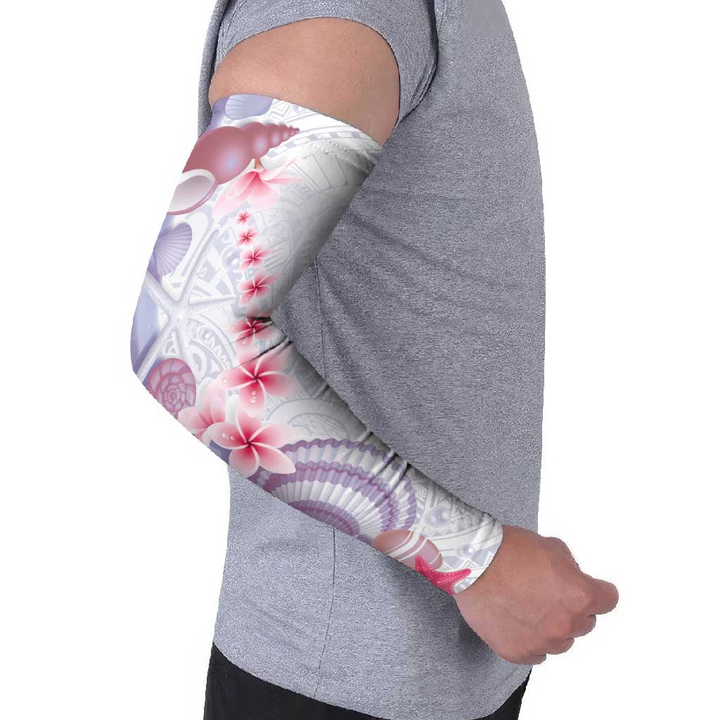 Purple Plumeria Sea Shell Arm Sleeves Starfish Polynesian Pattern - Polynesian Pride