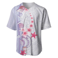 Purple Plumeria Sea Shell Baseball Jersey Starfish Polynesian Pattern - Polynesian Pride