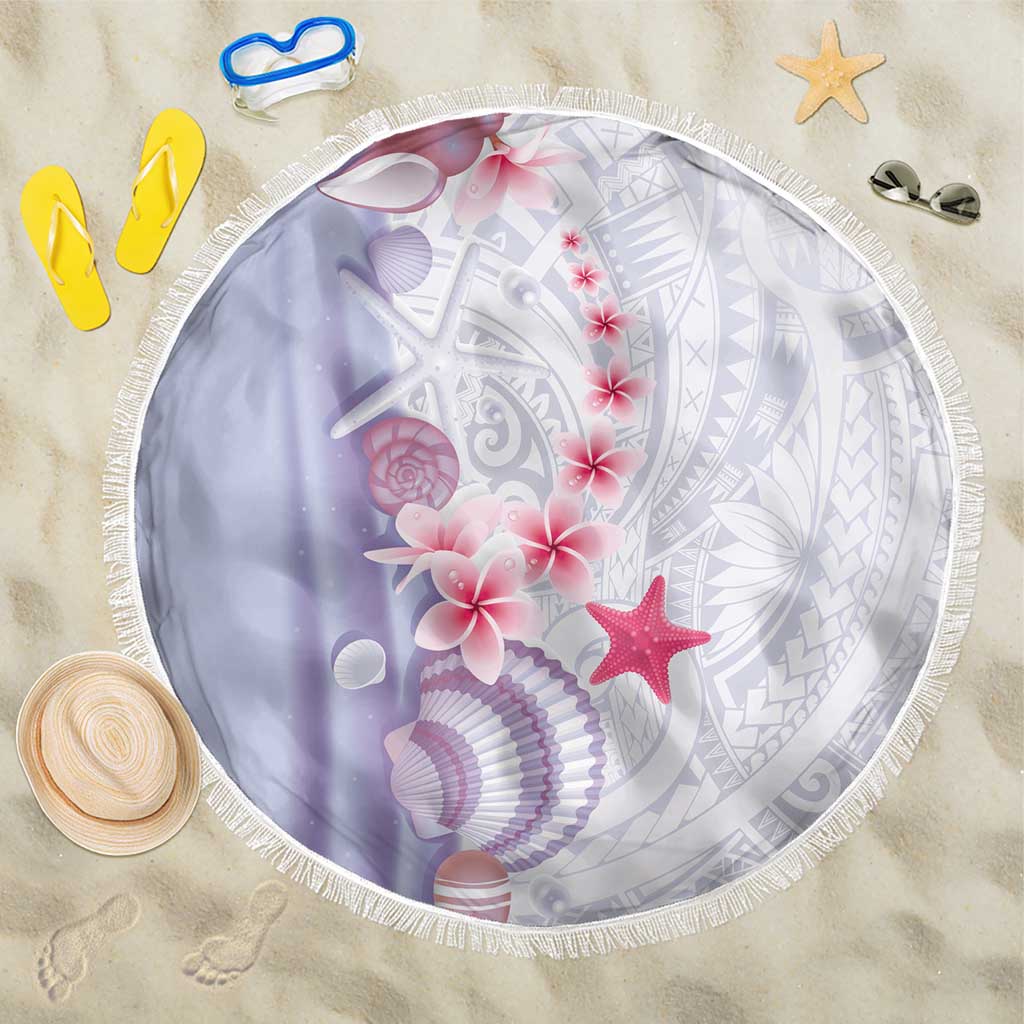 Purple Plumeria Sea Shell Beach Blanket Starfish Polynesian Pattern - Polynesian Pride