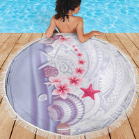 Purple Plumeria Sea Shell Beach Blanket Starfish Polynesian Pattern - Polynesian Pride