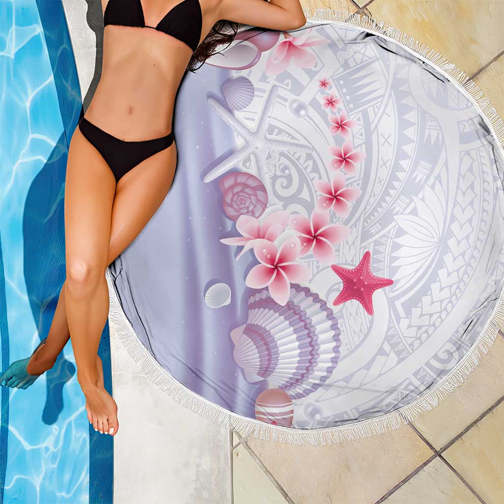 Purple Plumeria Sea Shell Beach Blanket Starfish Polynesian Pattern - Polynesian Pride