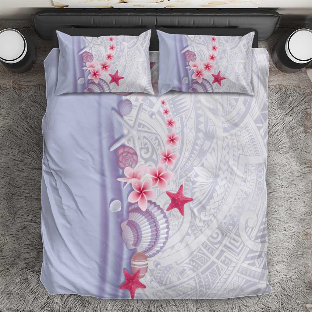 Purple Plumeria Sea Shell Bedding Set Starfish Polynesian Pattern - Polynesian Pride