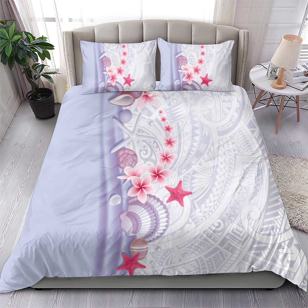 Purple Plumeria Sea Shell Bedding Set Starfish Polynesian Pattern - Polynesian Pride