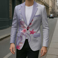 Purple Plumeria Sea Shell Blazer Starfish Polynesian Pattern - Polynesian Pride