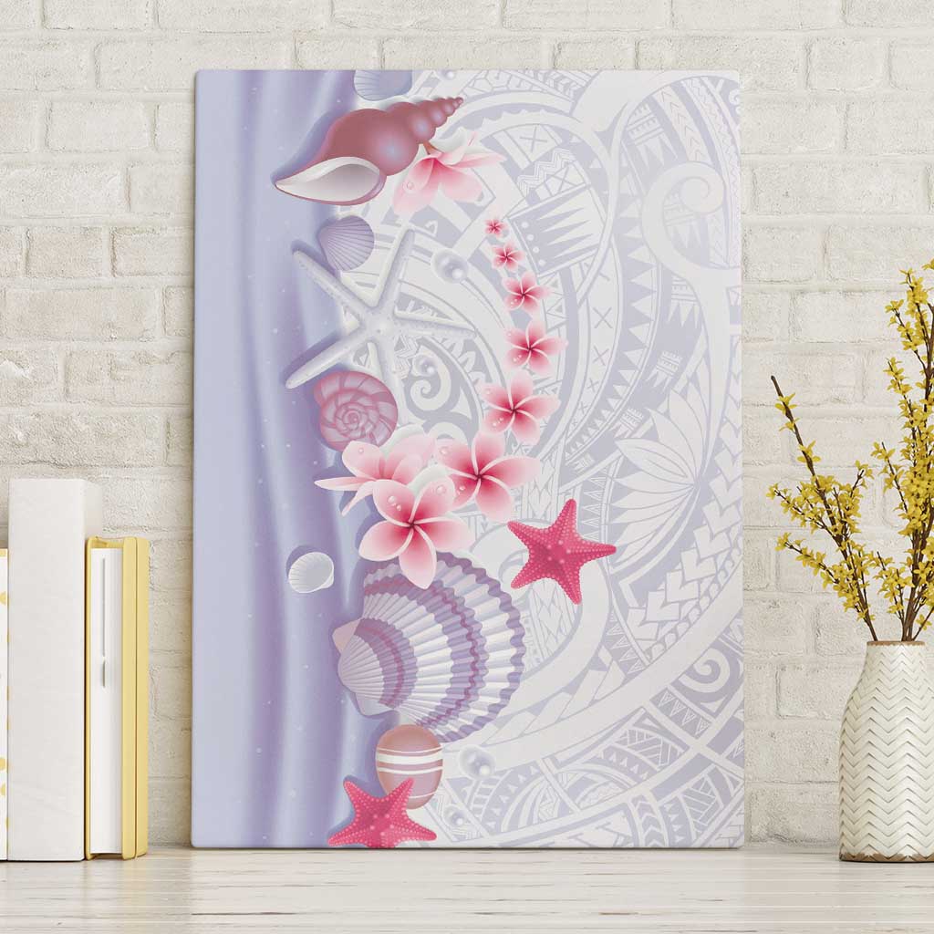Purple Plumeria Sea Shell Canvas Wall Art Starfish Polynesian Pattern - Polynesian Pride