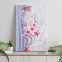 Purple Plumeria Sea Shell Canvas Wall Art Starfish Polynesian Pattern - Polynesian Pride