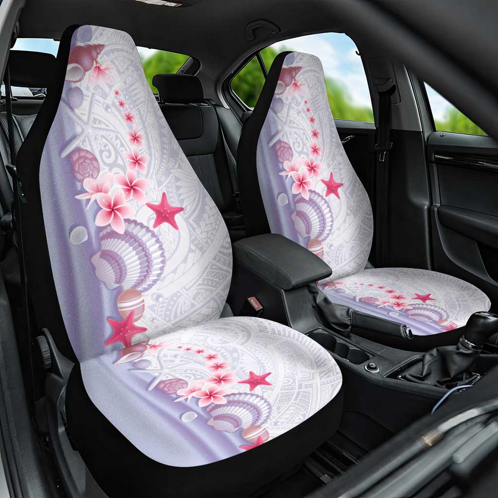 Purple Plumeria Sea Shell Car Seat Cover Starfish Polynesian Pattern - Polynesian Pride