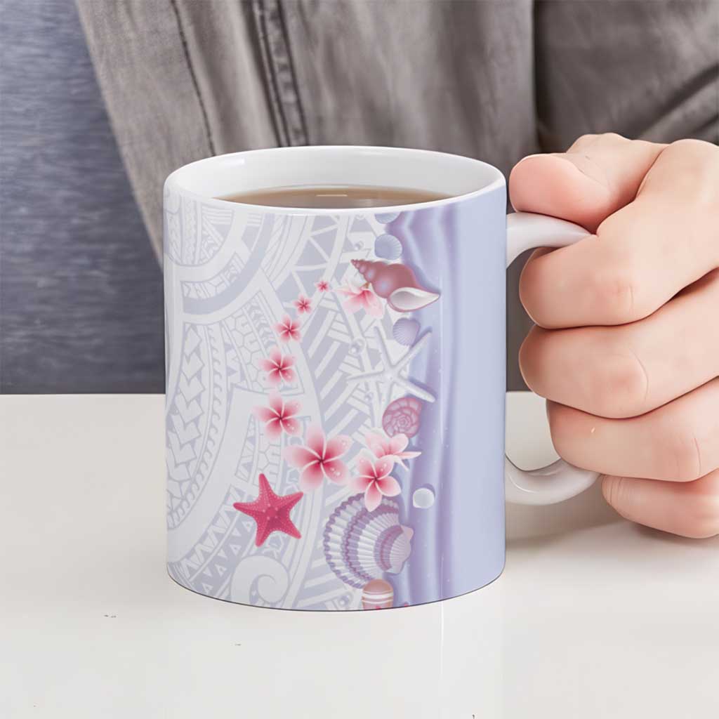 Purple Plumeria Sea Shell Ceramic Mug Starfish Polynesian Pattern - Polynesian Pride