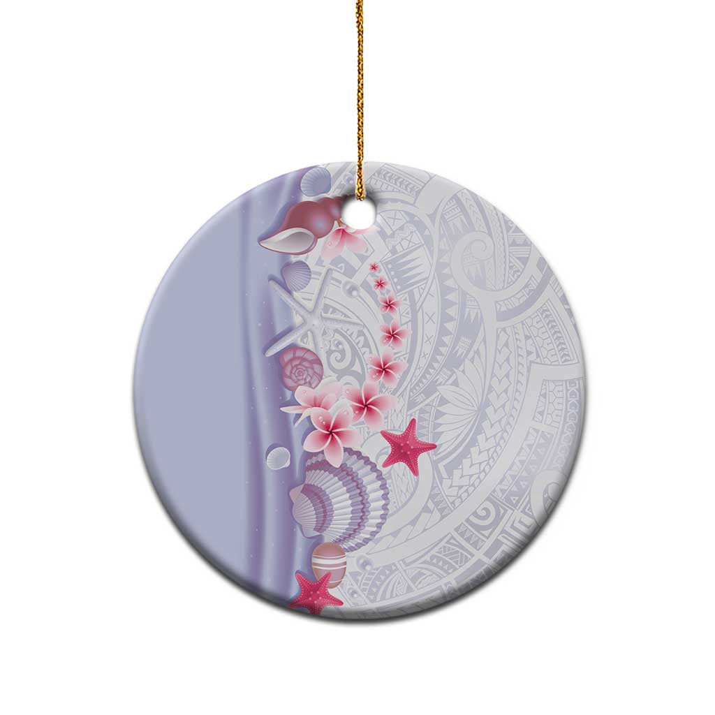 Purple Plumeria Sea Shell Ceramic Ornament Starfish Polynesian Pattern - Polynesian Pride