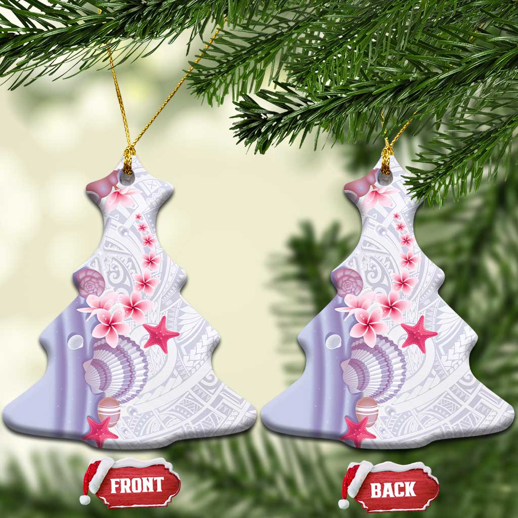 Purple Plumeria Sea Shell Ceramic Ornament Starfish Polynesian Pattern - Polynesian Pride