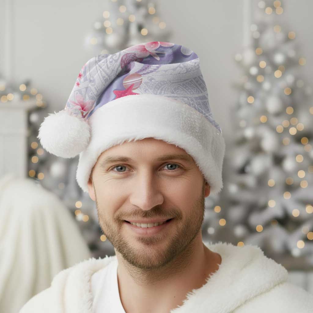Purple Plumeria Sea Shell Christmas Santa Hat Starfish Polynesian Pattern - Polynesian Pride
