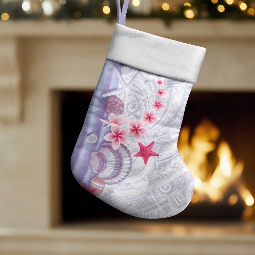 Purple Plumeria Sea Shell Christmas Stocking Starfish Polynesian Pattern - Polynesian Pride