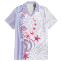 Purple Plumeria Sea Shell Family Matching Summer Maxi Dress and Hawaiian Shirt Starfish Polynesian Pattern - Polynesian Pride
