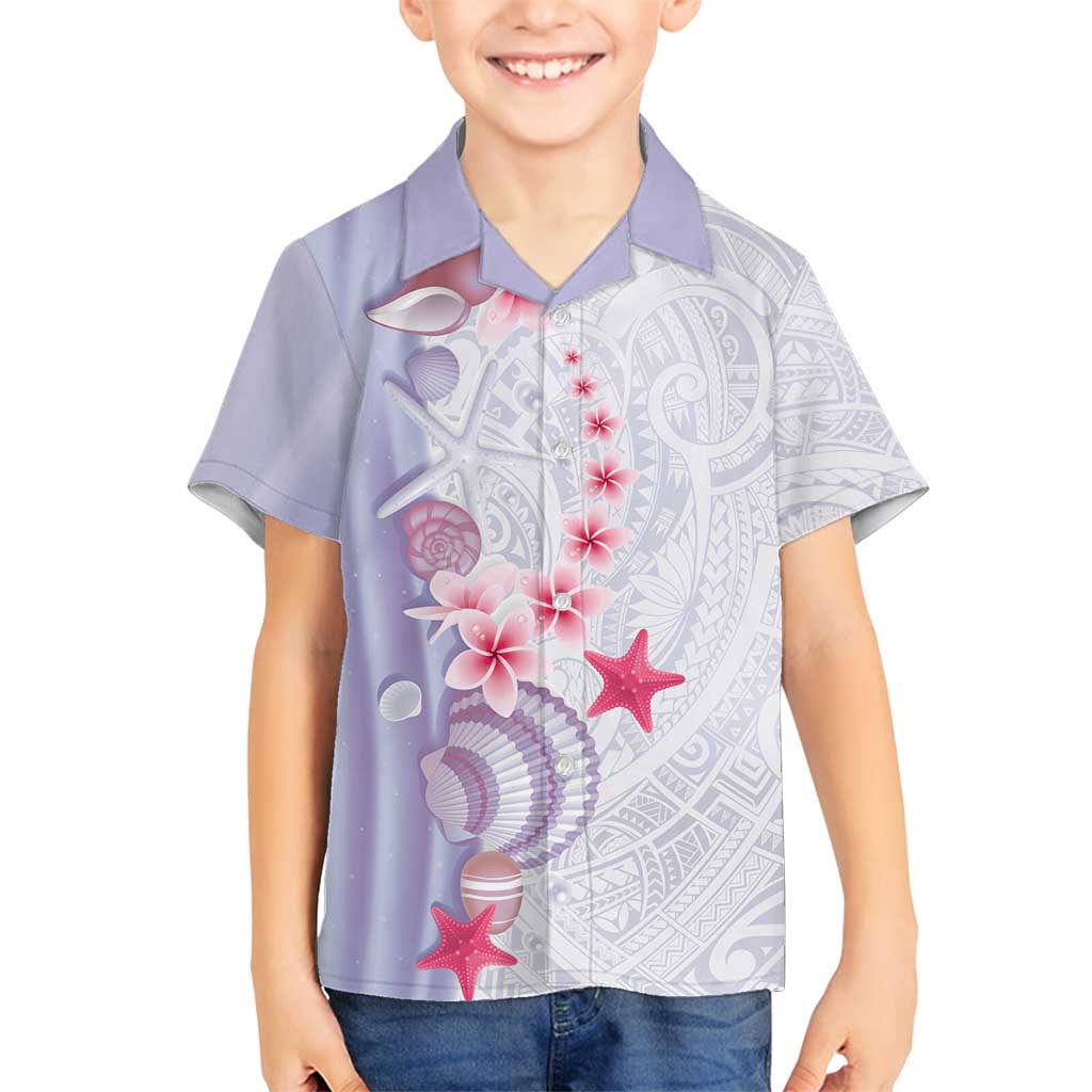 Purple Plumeria Sea Shell Family Matching Summer Maxi Dress and Hawaiian Shirt Starfish Polynesian Pattern - Polynesian Pride