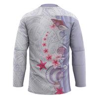 Purple Plumeria Sea Shell Hockey Jersey Starfish Polynesian Pattern - Polynesian Pride