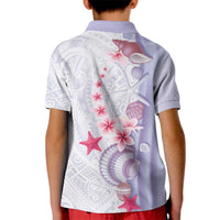 Purple Plumeria Sea Shell Kid Polo Shirt Starfish Polynesian Pattern - Polynesian Pride