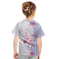 Purple Plumeria Sea Shell Kid T Shirt Starfish Polynesian Pattern - Polynesian Pride