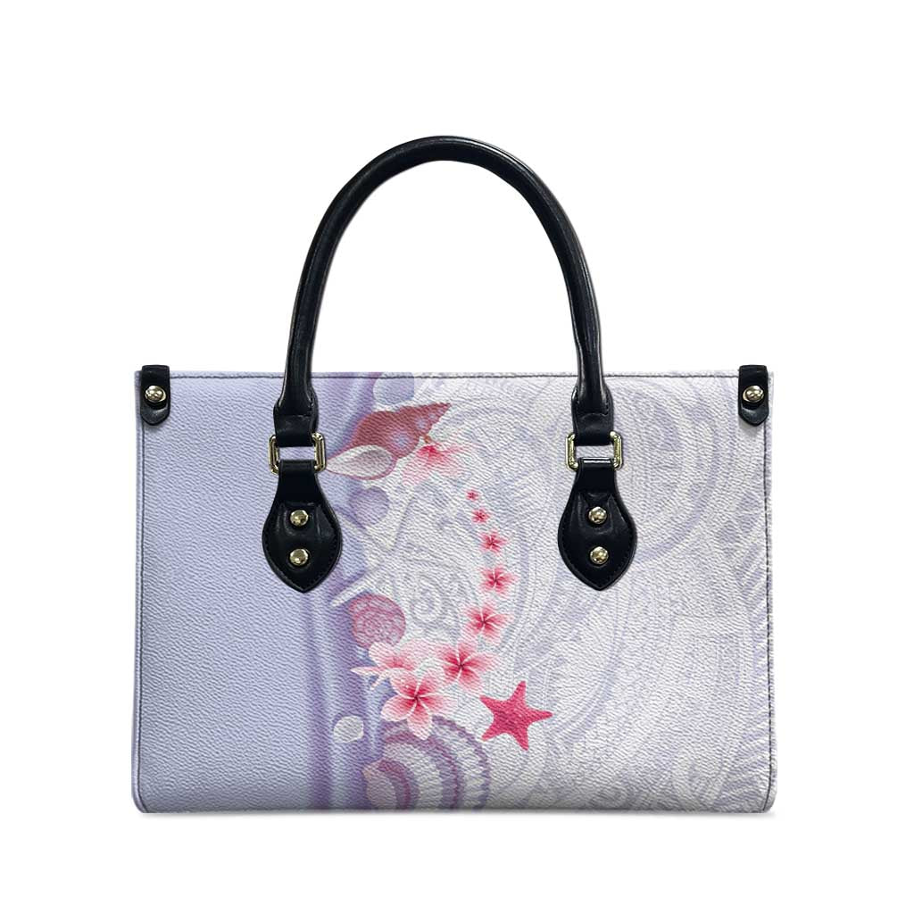 Purple Plumeria Sea Shell Leather Bag Starfish Polynesian Pattern - Polynesian Pride