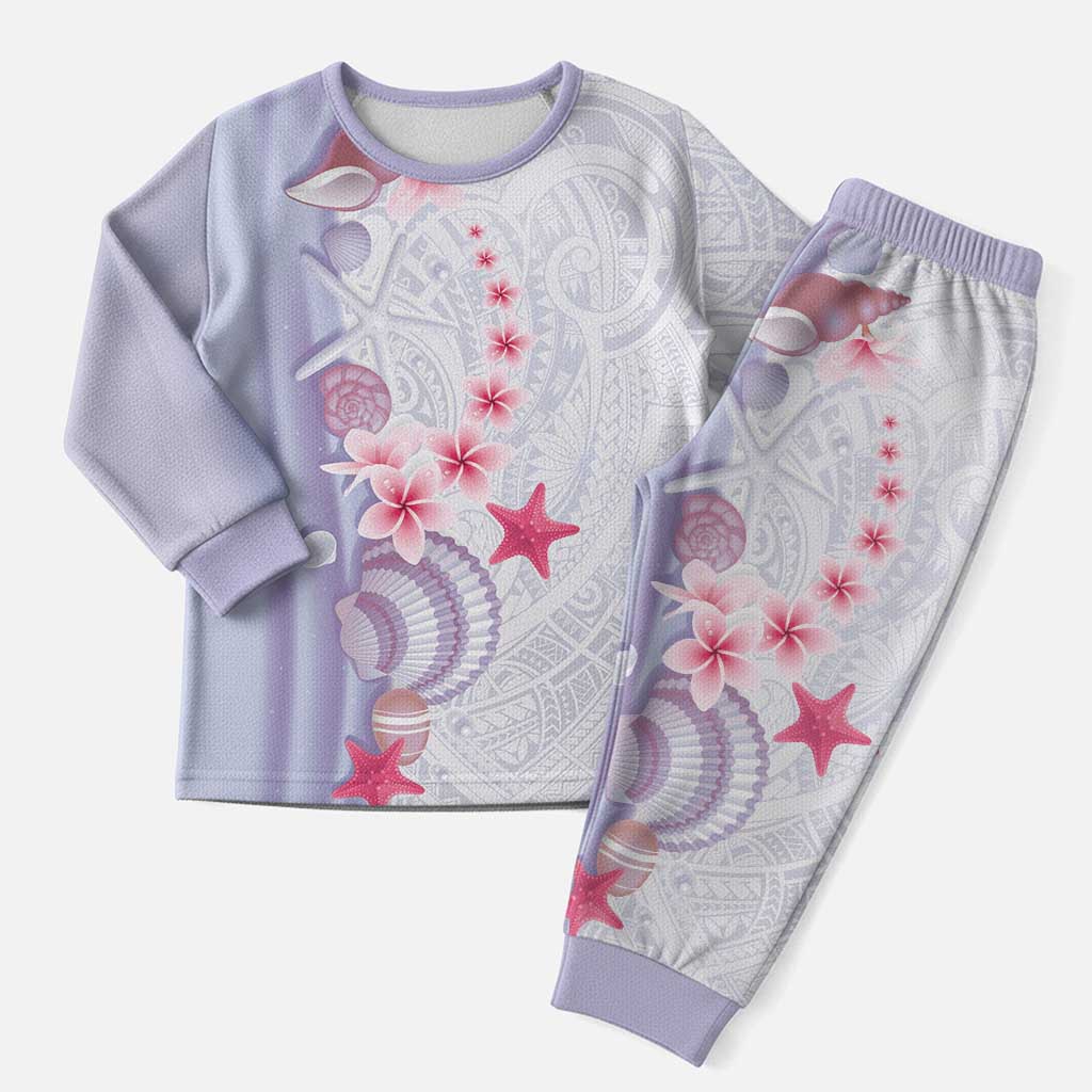 Purple Plumeria Sea Shell Christmas Pajama Set Starfish Polynesian Pattern - Polynesian Pride
