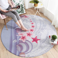 Purple Plumeria Sea Shell Round Carpet Starfish Polynesian Pattern - Polynesian Pride