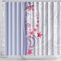Purple Plumeria Sea Shell Shower Curtain Starfish Polynesian Pattern - Polynesian Pride