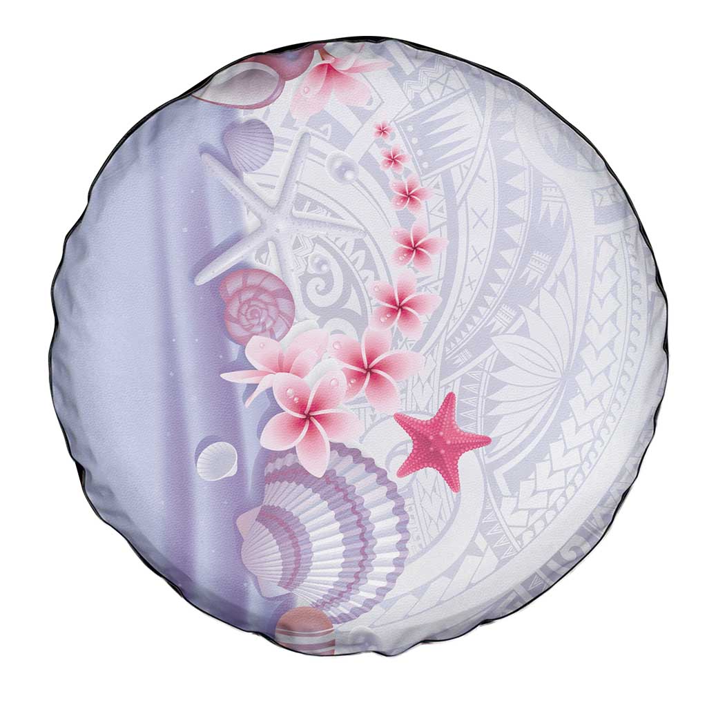 Purple Plumeria Sea Shell Spare Tire Cover Starfish Polynesian Pattern - Polynesian Pride