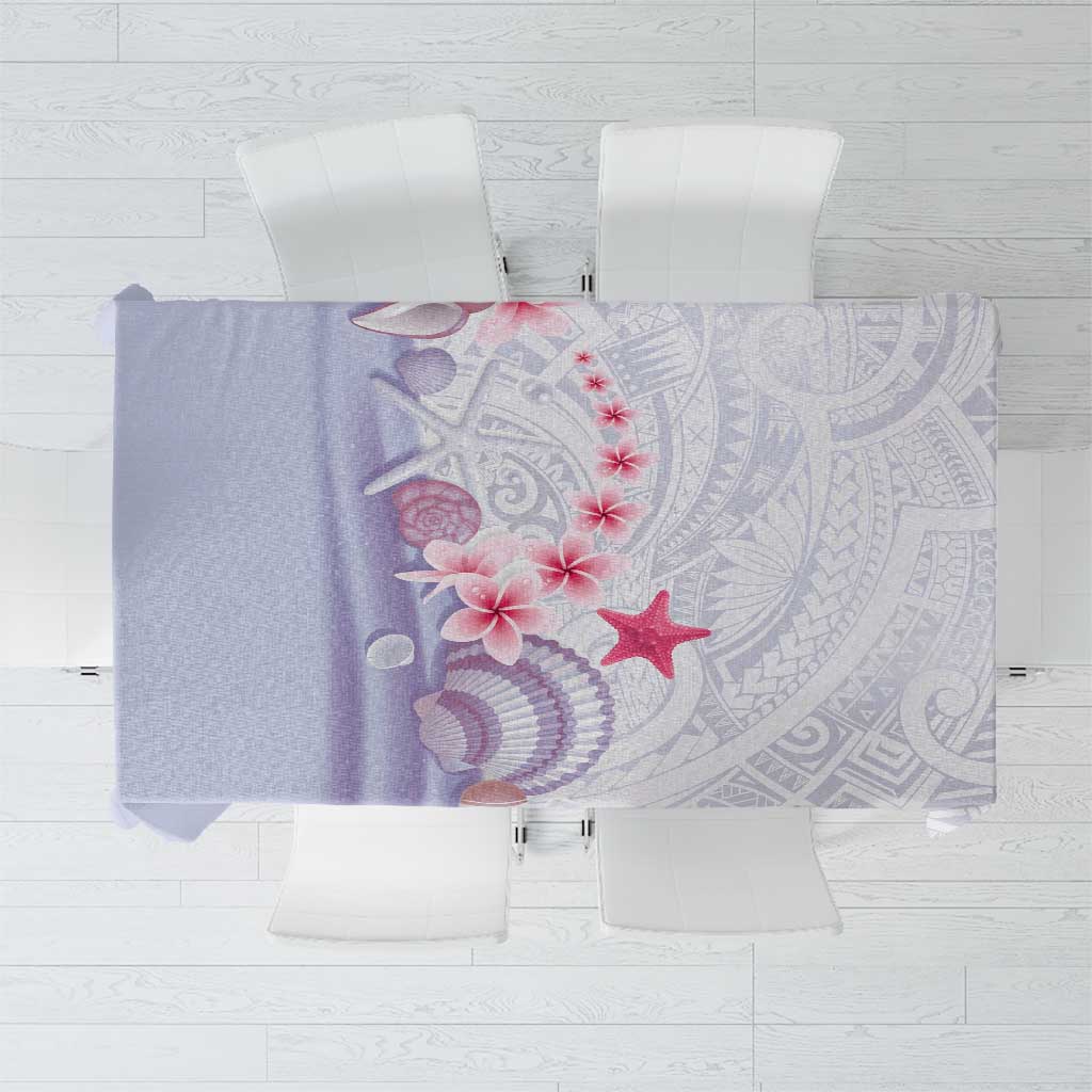 Purple Plumeria Sea Shell Tablecloth Starfish Polynesian Pattern - Polynesian Pride