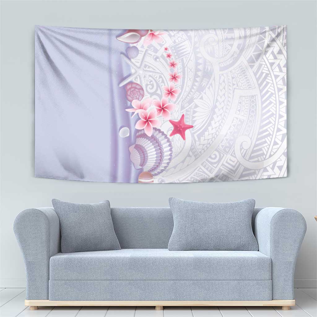 Purple Plumeria Sea Shell Tapestry Starfish Polynesian Pattern - Polynesian Pride