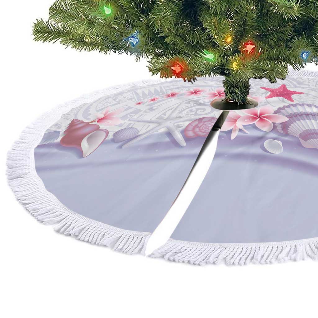 Purple Plumeria Sea Shell Tree Skirt Starfish Polynesian Pattern - Polynesian Pride