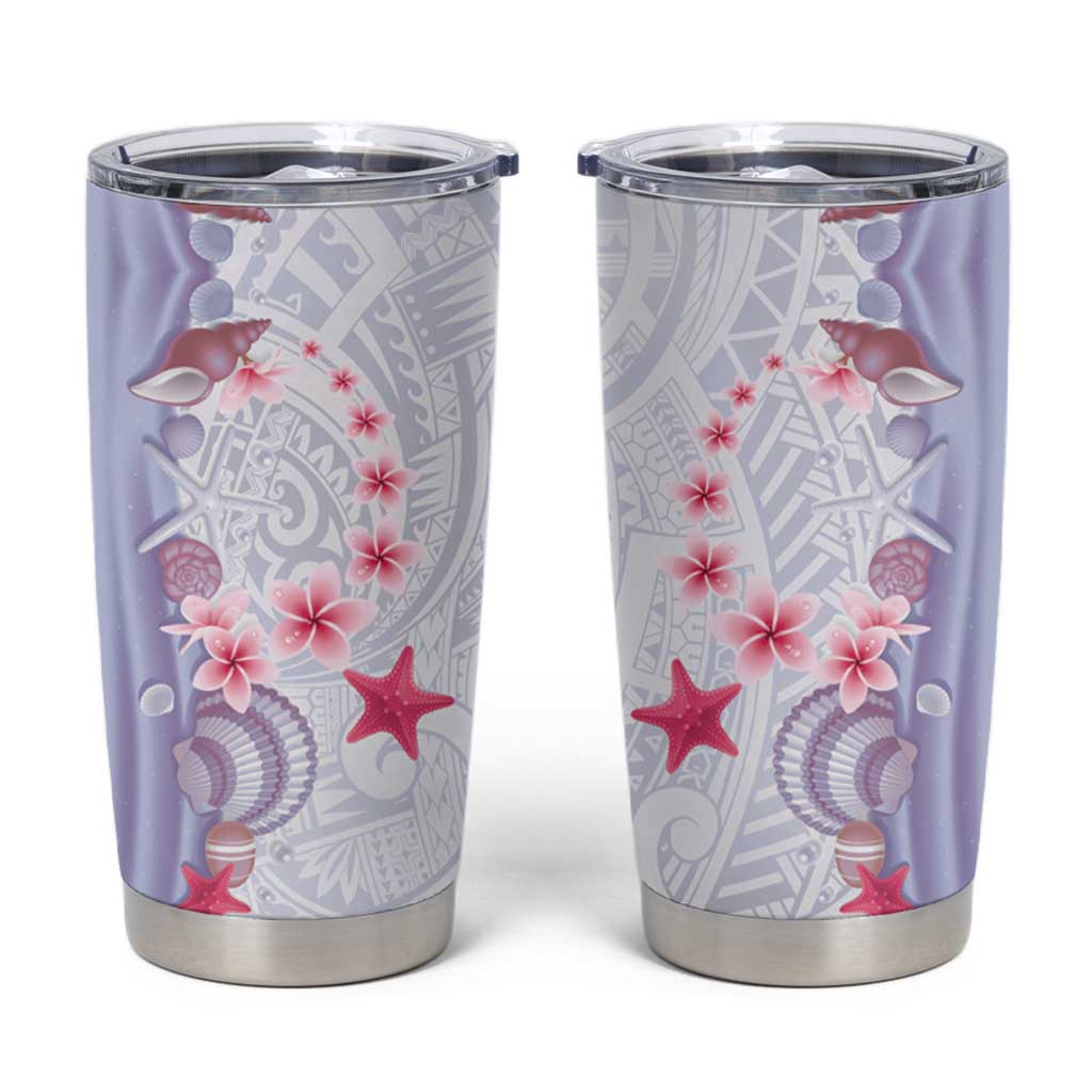 Purple Plumeria Sea Shell Tumbler Cup Starfish Polynesian Pattern - Polynesian Pride