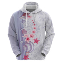 Purple Plumeria Sea Shell Zip Hoodie Starfish Polynesian Pattern - Polynesian Pride