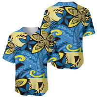 Plumeria Polynesian Pattern Baseball Jersey Unique Fantasy Blue Yellow LT01 - Polynesian Pride