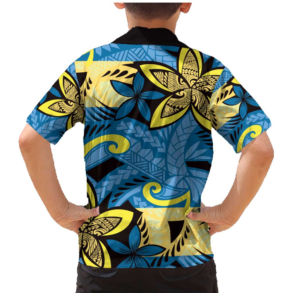 Plumeria Polynesian Pattern Family Matching Mermaid Dress and Hawaiian Shirt Unique Fantasy Blue Yellow LT01 - Polynesian Pride