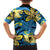 Plumeria Polynesian Pattern Family Matching Short Sleeve Bodycon Dress and Hawaiian Shirt Unique Fantasy Blue Yellow