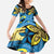 Plumeria Polynesian Pattern Family Matching Short Sleeve Bodycon Dress and Hawaiian Shirt Unique Fantasy Blue Yellow