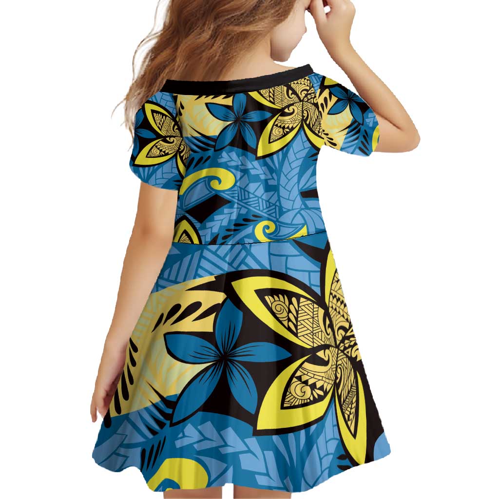 Plumeria Polynesian Pattern Family Matching Summer Maxi Dress and Hawaiian Shirt Unique Fantasy Blue Yellow