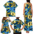 Plumeria Polynesian Pattern Family Matching Tank Maxi Dress and Hawaiian Shirt Unique Fantasy Blue Yellow