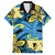 Plumeria Polynesian Pattern Family Matching Tank Maxi Dress and Hawaiian Shirt Unique Fantasy Blue Yellow