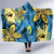 Plumeria Polynesian Pattern Hooded Blanket Unique Fantasy Blue Yellow