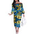Plumeria Polynesian Pattern Off The Shoulder Long Sleeve Dress Unique Fantasy Blue Yellow