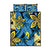 Plumeria Polynesian Pattern Quilt Bed Set Unique Fantasy Blue Yellow